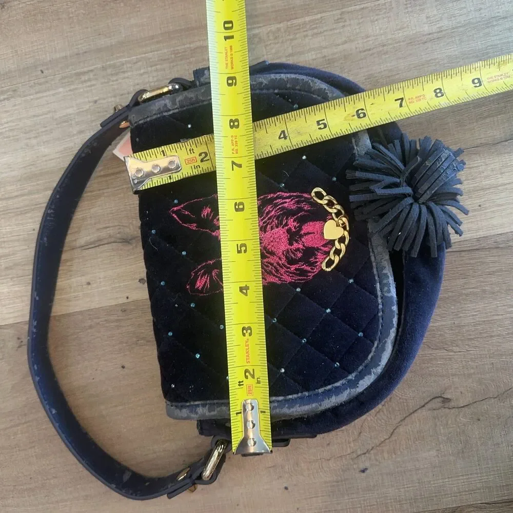 Juicy Couture Pink Scottie Hobo NWT Navy Blue Velour  Embroidered